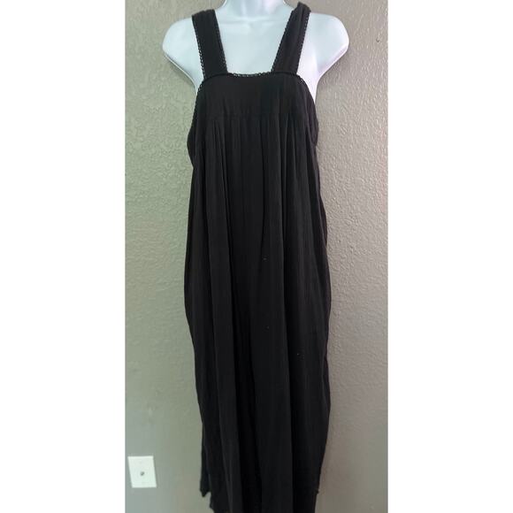 World Market Wide Leg Jumpsuit S/M Black Cotton Textured Maura Minimalist Casual - Picture 1 of 13